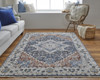 8' X 10' Ivory Blue And Red Floral Power Loom Area Rug With Fringe