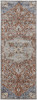 10' Orange Ivory And Blue Floral Power Loom Runner Rug With Fringe