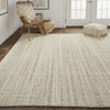 8' X 10' Ivory Wool Hand Woven Stain Resistant Area Rug