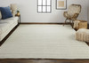 8' X 10' Ivory And Gray Wool Hand Woven Stain Resistant Area Rug