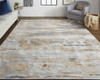 12' X 15' Tan Orange And Ivory Abstract Power Loom Distressed Area Rug
