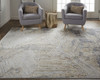 5' X 8' Tan Ivory And Gray Abstract Power Loom Distressed Area Rug