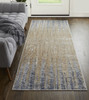 8' Tan Brown And Blue Abstract Power Loom Distressed Runner Rug