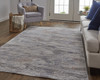 10' X 13' Taupe Tan And Orange Abstract Power Loom Distressed Stain Resistant Area Rug