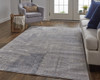 12' X 15' Taupe Tan And Blue Abstract Power Loom Distressed Stain Resistant Area Rug