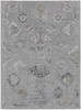 10' X 13' Silver And Black Floral Power Loom Distressed Area Rug