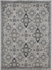 7' X 10' Gray And Black Floral Power Loom Area Rug