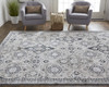 10' X 13' Gray And Black Floral Power Loom Area Rug