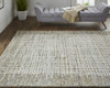 10' X 14' Tan And Ivory Wool Plaid Tufted Handmade Stain Resistant Area Rug