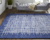 10' X 14' Blue And Ivory Wool Plaid Tufted Handmade Stain Resistant Area Rug