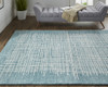 12' X 15' Blue Green And Ivory Wool Plaid Tufted Handmade Area Rug