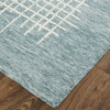 12' X 15' Blue Green And Ivory Wool Plaid Tufted Handmade Area Rug