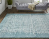 2' X 3' Blue Green And Ivory Wool Plaid Tufted Handmade Stain Resistant Area Rug