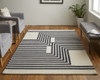 12' X 15' Gray Ivory And Black Wool Abstract Tufted Handmade Area Rug