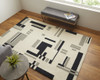 5' X 8' Ivory And Taupe Wool Abstract Tufted Handmade Area Rug