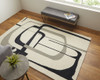 4' X 6' Ivory Gray And Black Wool Abstract Tufted Handmade Area Rug