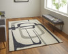 9' X 12' Ivory Gray And Black Wool Abstract Tufted Handmade Area Rug