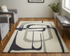 10' X 14' Ivory Gray And Black Wool Abstract Tufted Handmade Area Rug