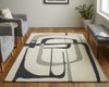 2' X 3' Ivory Gray And Black Wool Abstract Tufted Handmade Area Rug