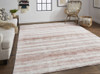 8' X 10' Tan Ivory And Pink Abstract Hand Woven Area Rug