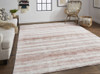 9' X 12' Tan Ivory And Pink Abstract Hand Woven Area Rug