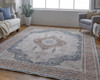 8' X 10' Gray Red And Blue Floral Power Loom Stain Resistant Area Rug