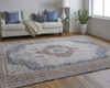 8' X 10' Gray Red And Blue Floral Power Loom Stain Resistant Area Rug
