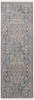 8' Blue And Ivory Floral Power Loom Stain Resistant Runner Rug