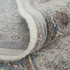 8' Blue And Ivory Floral Power Loom Stain Resistant Runner Rug