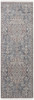 10' Blue And Ivory Floral Power Loom Stain Resistant Runner Rug