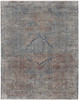 7' X 10' Blue Red And Gray Floral Power Loom Stain Resistant Area Rug