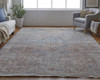 8' X 10' Blue Red And Gray Floral Power Loom Stain Resistant Area Rug