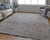10' X 13' Blue Red And Gray Floral Power Loom Stain Resistant Area Rug