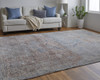 12' X 15' Blue Red And Gray Floral Power Loom Stain Resistant Area Rug