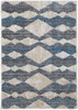 8' X 10' Ivory Gray And Blue Chevron Power Loom Stain Resistant Area Rug