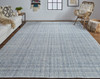 5' X 8' Gray Ivory And Blue Hand Woven Area Rug