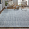 5' X 8' Gray Ivory And Blue Hand Woven Area Rug