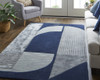 8' X 10' Blue And Silver Wool Geometric Tufted Handmade Area Rug