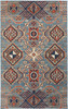 10' X 13' Blue Red And Tan Abstract Power Loom Distressed Stain Resistant Area Rug