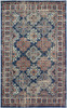 5' X 8' Blue Red And Ivory Abstract Power Loom Distressed Stain Resistant Area Rug