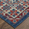 7' X 10' Blue Red And Ivory Abstract Power Loom Distressed Stain Resistant Area Rug