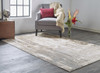 4' X 6' Tan Ivory And Gray Abstract Area Rug