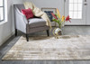 9' X 12' Tan Ivory And Gray Abstract Area Rug