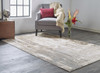 12' X 15' Tan Ivory And Gray Abstract Area Rug