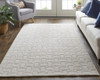 8' X 10' Ivory Striped Hand Woven Area Rug