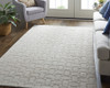 9' X 12' Ivory Striped Hand Woven Area Rug