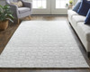 4' X 6' White And Silver Striped Hand Woven Area Rug
