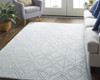 5' X 8' White And Silver Striped Hand Woven Area Rug