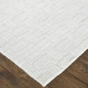 9' X 12' White And Silver Striped Hand Woven Area Rug