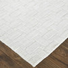 10' X 14' White And Silver Striped Hand Woven Area Rug